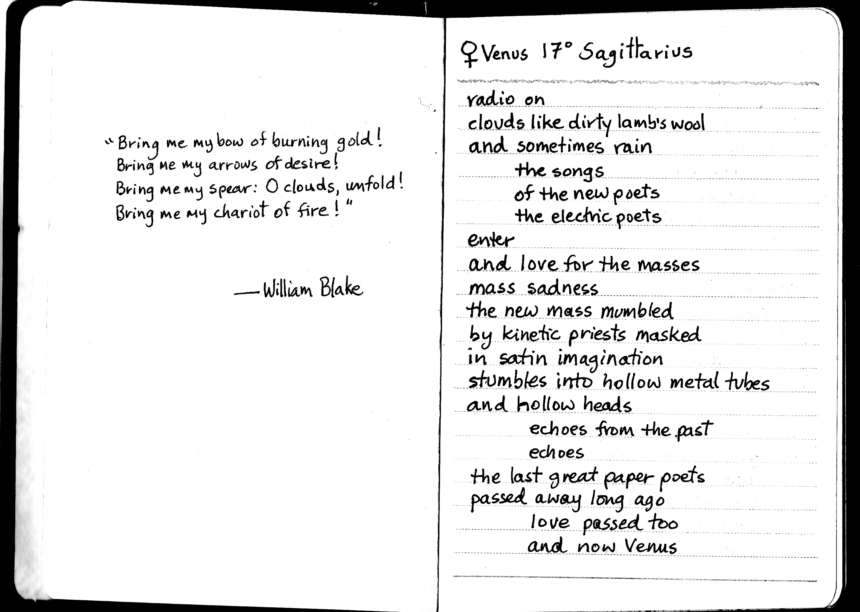 Handwritten poem, 1970s Handwritten poem, 1970s