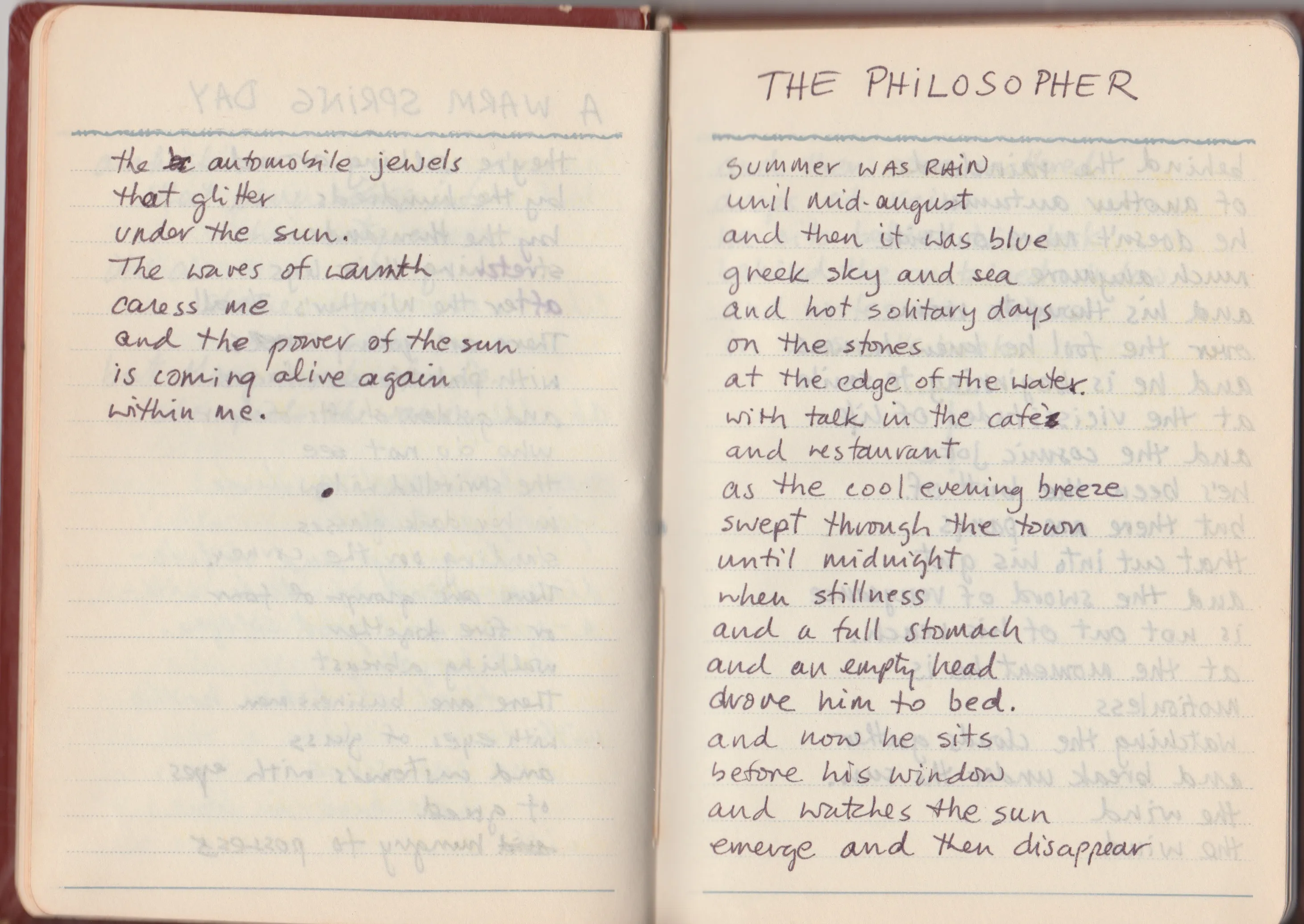 Handwritten poem page Handwritten poem page